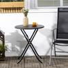 Garden table, Round, Foldable, For 2 people, Wood look, Steel+Plastic. Dark gray, 60 x 60 x 73 cm