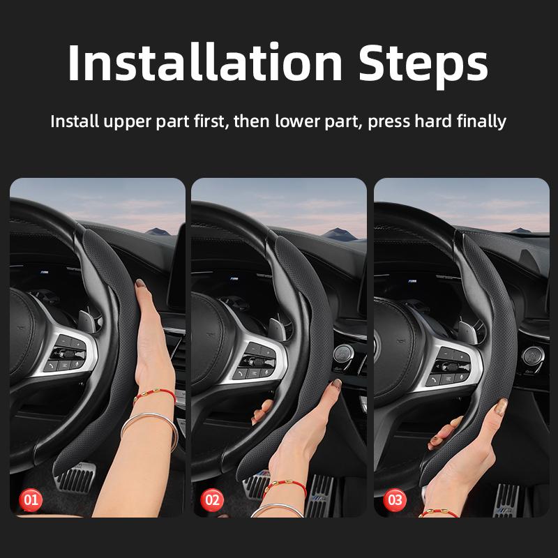 Suitable for Honda's Breathable Holes Leather Steering Wheel Cover Segmented Quick Release Design Non-Slip and Durable Civic Fit 8Th Gen 8 City ajv256