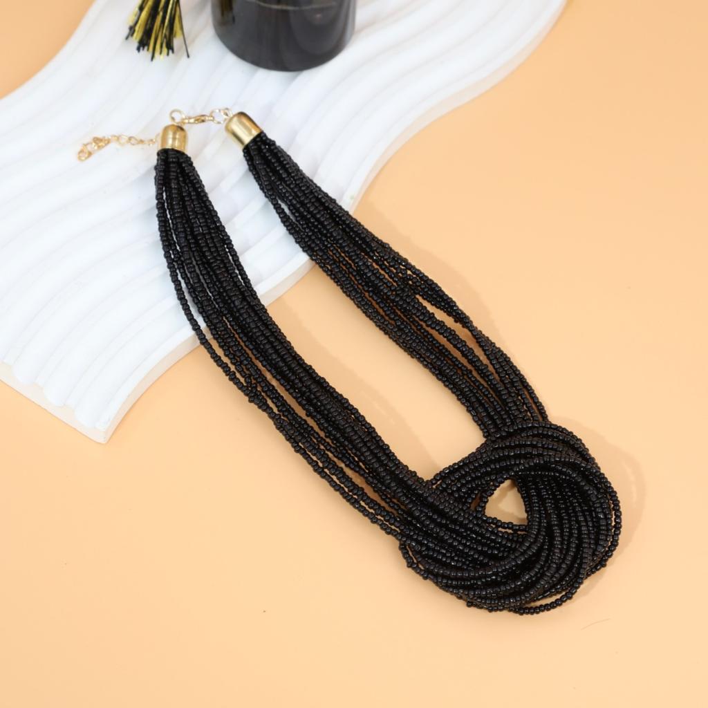 Bohemian Ethnic Style Multi-layer Color Blocked Rice Bead Necklace