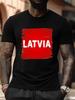 Футболка большого размера - Смелый потертый шрифт "Latvia" с красным мазком