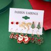 Набор из 6 рождественских серег: Дизайны Дерево, Санта, Снежинка и Лось для женщин