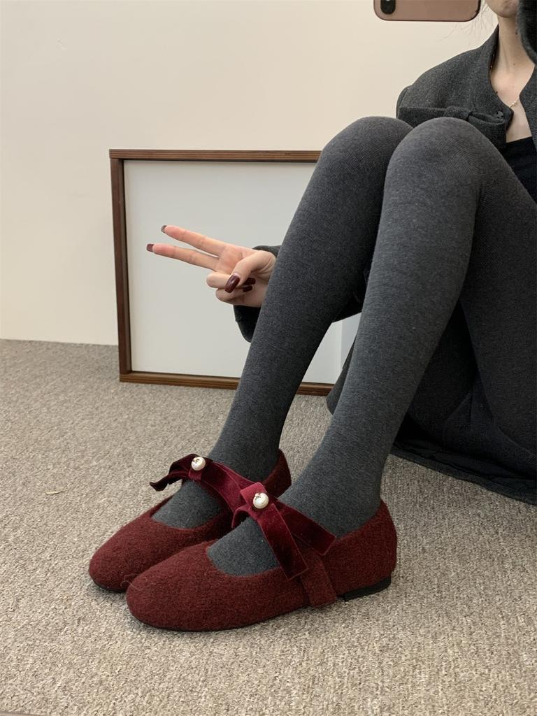 Серые туфли Мэри Джейн, пушистые, женские, хлопковые, для носки зимой, новые, сказочные, на плоской подошве, бархатные одинарные туфли