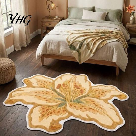 Modern Home Decor Mat Lily Shape Floor Mat, Absorbent Velvet Rug for Bathroom And Entrance, Non-slip Decorative Quick Drying Door Flower Bedroom
