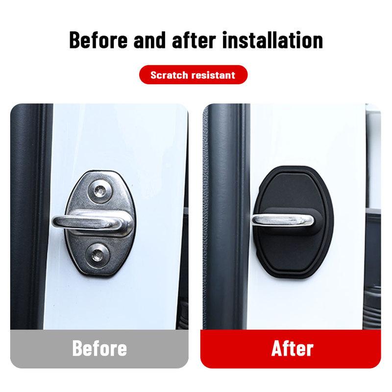 For SKODA YETI 2013-2017 Silicone Car Door Lock Buckle Protection Cover Elastic Anti-Collision Shock Absorbing Pad Cushion