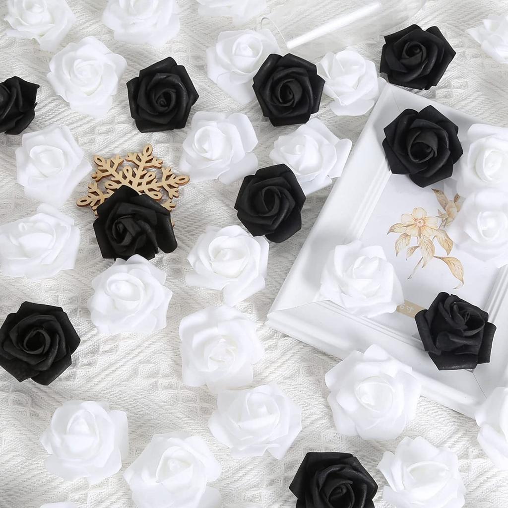 200 шт. искусственных роз, искусственные головки цветов, розы без стеблей, 5 см, пенопластовые розы, искусственные головки цветов для поделок, свадебных украшений для детского душа