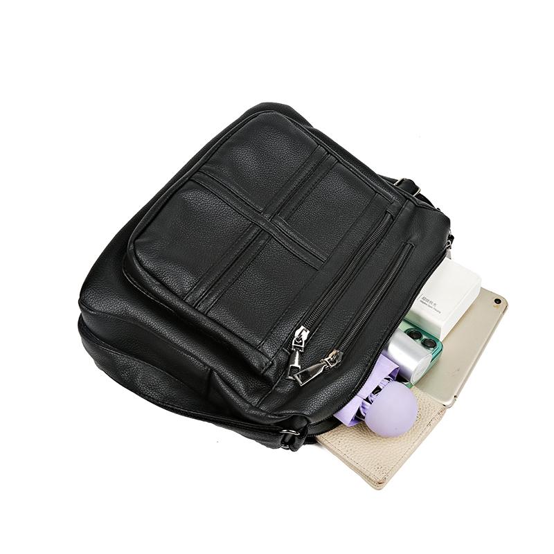 Women's Bag Large Capacity Crossbody Bag Soft Leather Shoulder Bag Mother Bag Multi-Layer Bag