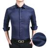 Men's Solid Color Long Sleeve Front Pocket Stretch Square Collar Four Season Formal Shirt