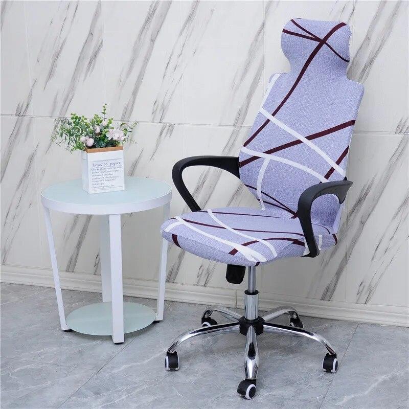 Stretch Game Chair Cover with Headrest for Office Internet Cafe Computer Armrest Gaming Chair Covers Printed Fabric Seat Case