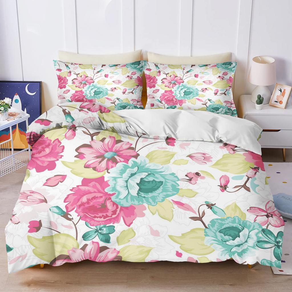 Plant Cute Flowers Duvet Cover Floral Home Pillowcase Set Adult Bedroom 203X228Cm Size Children Comforter Bedding