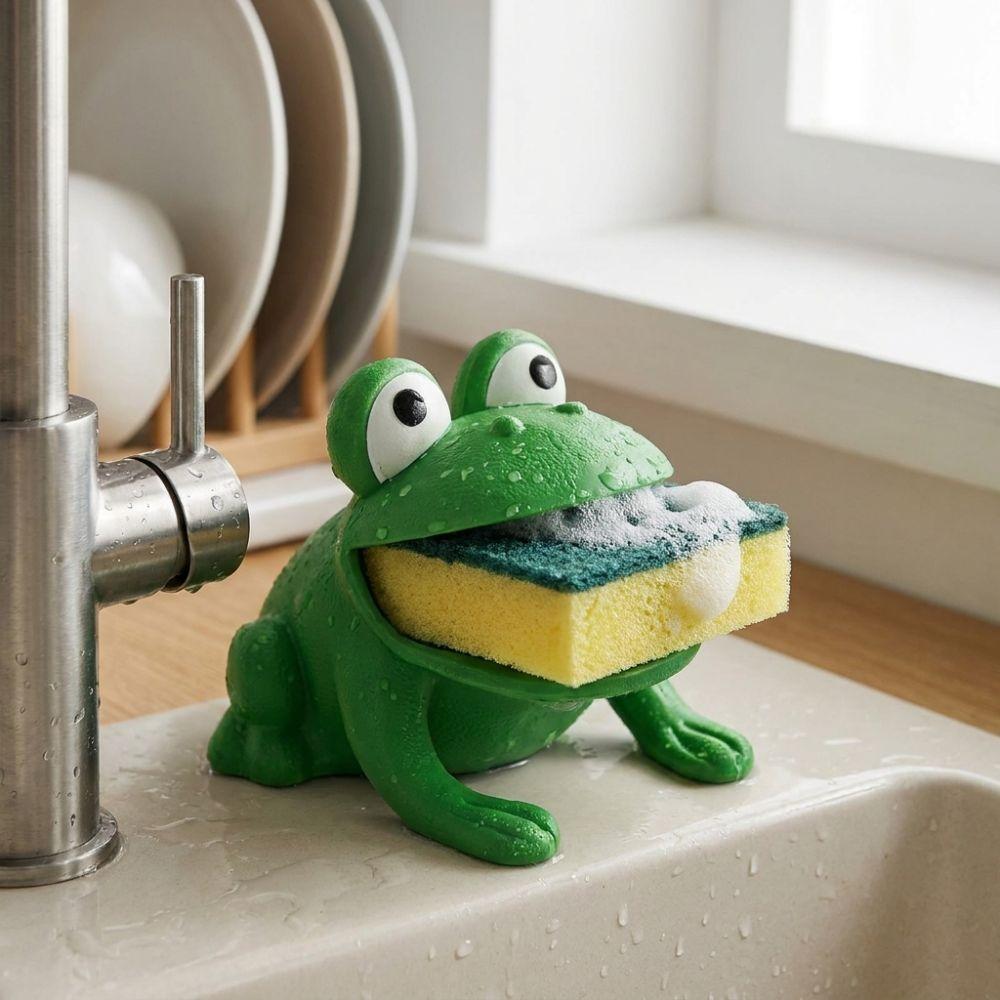 Self-draining Frog-Shaped Sponge Storage Rack Kitchen Sink Sponge Organizer Bathroom Vanity Soap