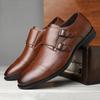 Britain New Fashion Gentleman Pointed Black Brown Business Casual Shoes For Men Monk Strap Loafers Formal Wedding Dress Footwear