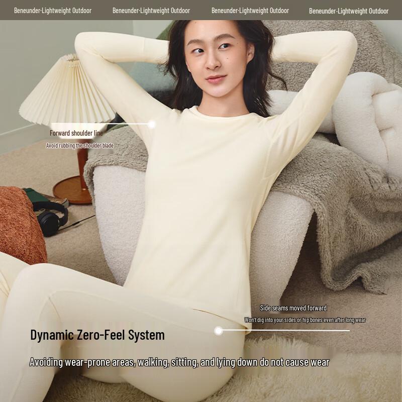 beneunder Women's Velvet-Feel Mid-Warm Thermal Underwear Set