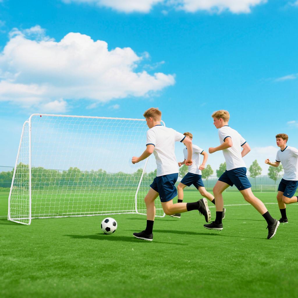 Soccer Goal For Games And Training UV Resistant Robust Ground Anchors White