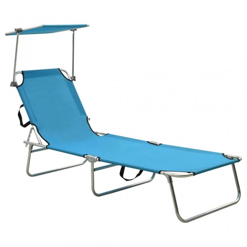 Day and Night - Day and Night Folding Lounger with Blue Aluminum Awning