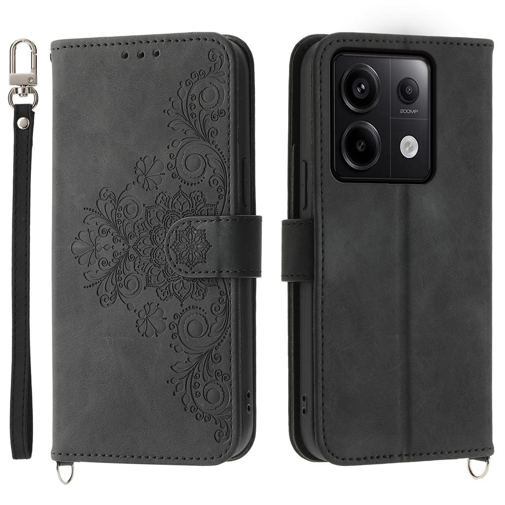Чехол для Xiaomi Redmi Note 13 Pro 5G/Poco X6 5G с несколькими отделениями для карт, обложка из ПУ кожи с цветочным узором
