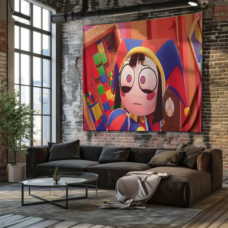 Childrens Cartoon Hanging Decoration Colorful Tapestry for Playful Room Fabric