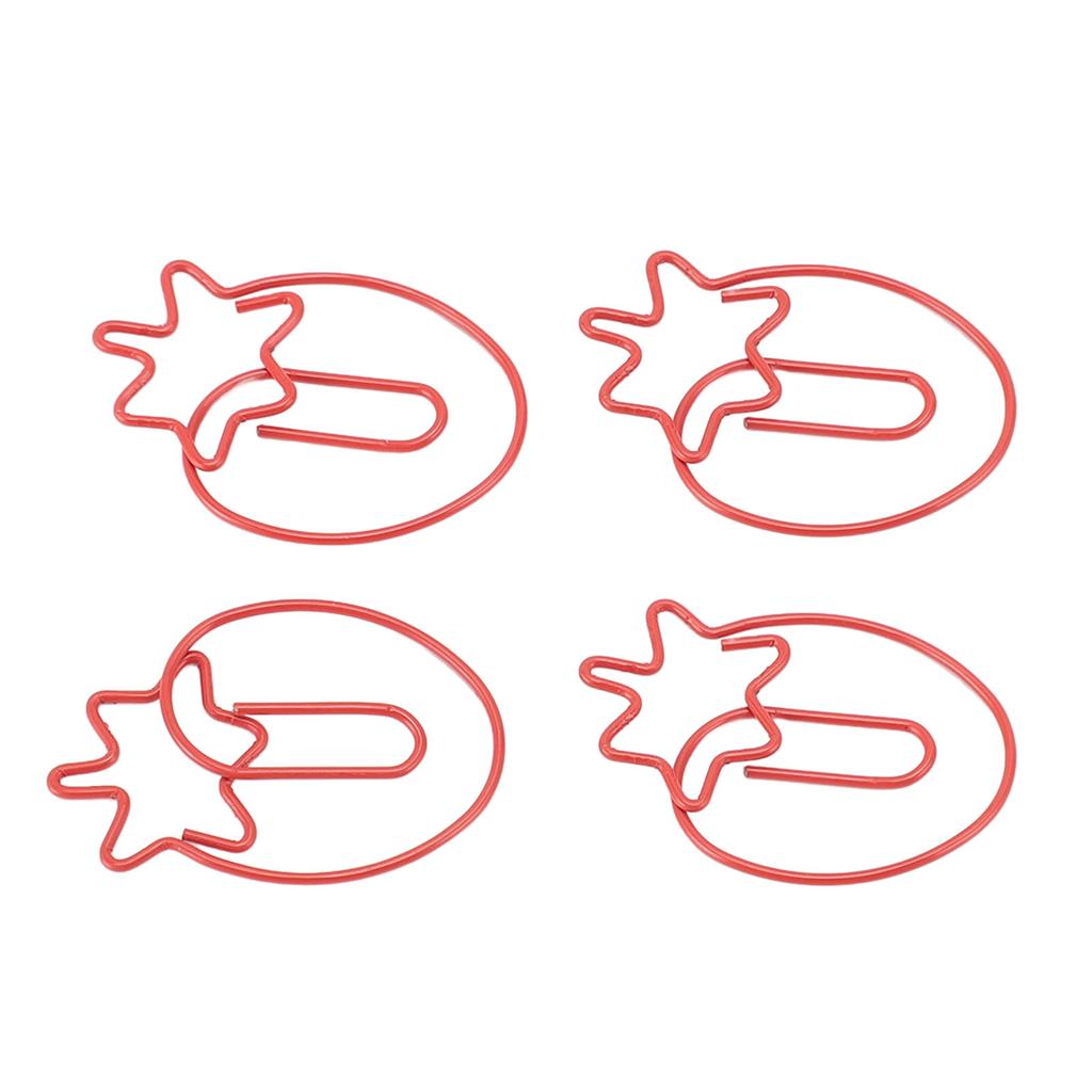 100 шт. Скрепки для бумаги «Клубника», Гальванизированная железная проволока, Фруктовые скрепки для бумаги, Портативная яркая закладка