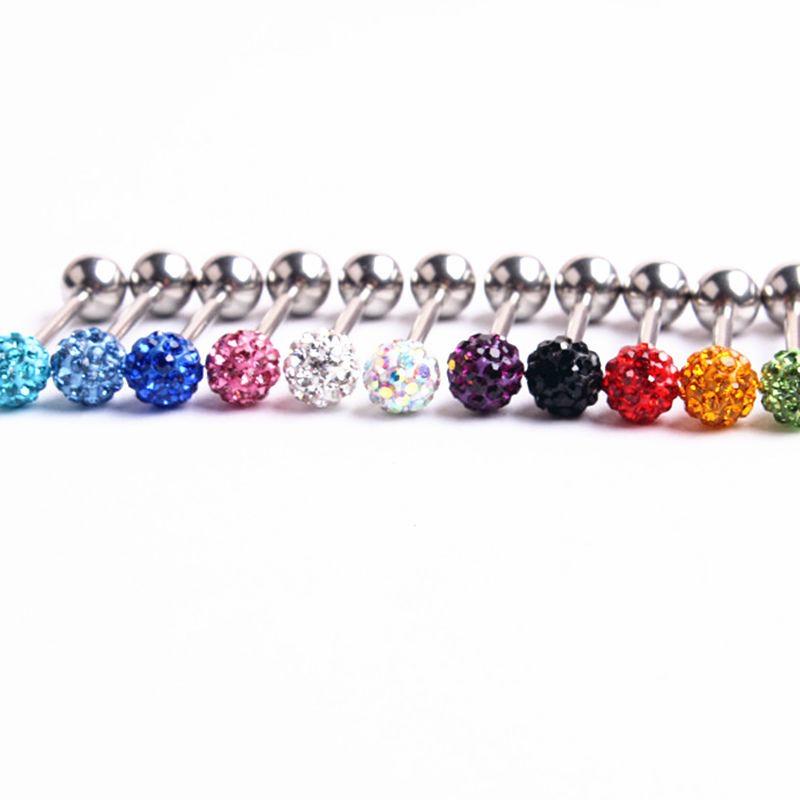 Модный козелок из нержавеющей стали, хрустальный шар, пирсинг, кольцо для языка, шпильки для тела