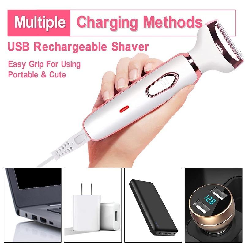 1Pc New 4-in-1 Women's Shaver USB Charging Electric Shaver Leg Hair Armpit Hair Remover Private Pubic Hair