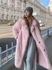 Faux Fur Coat Loose-Fit Faux Fur Jacket Women's Long-Length Coat with Oversized Collar for Fall/Winter