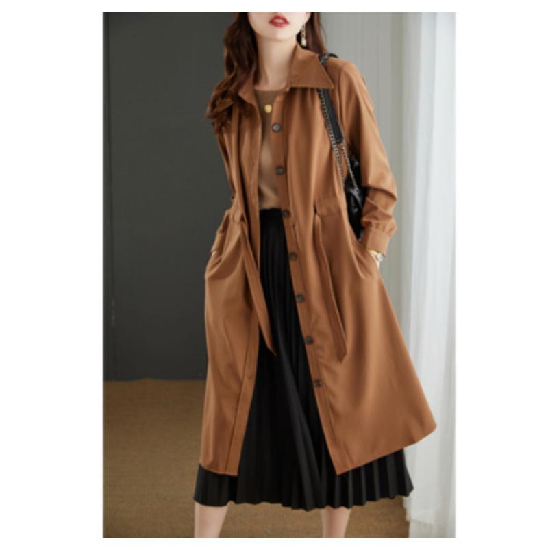 Тонкий тренчкот женская одежда весна и осень новая корейская версия темперамент популярное маленькое пальто среднее и длинное пальто