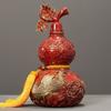 Lucky Pure Copper Dragon and Phoenix Gourd Painted Copper Gourd Home Decorations Handicrafts Gift