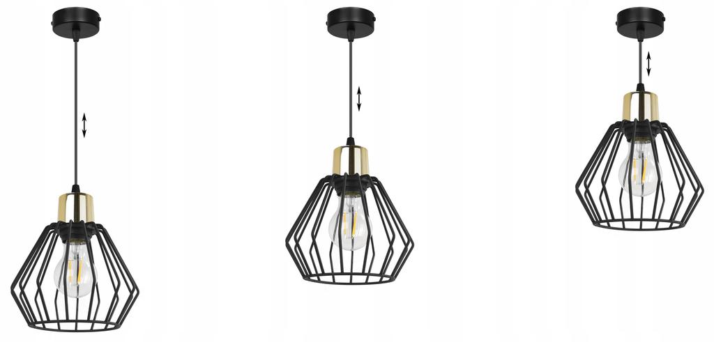 Hanging Lamp, Ceiling Chandelier, Wire Shade, Led