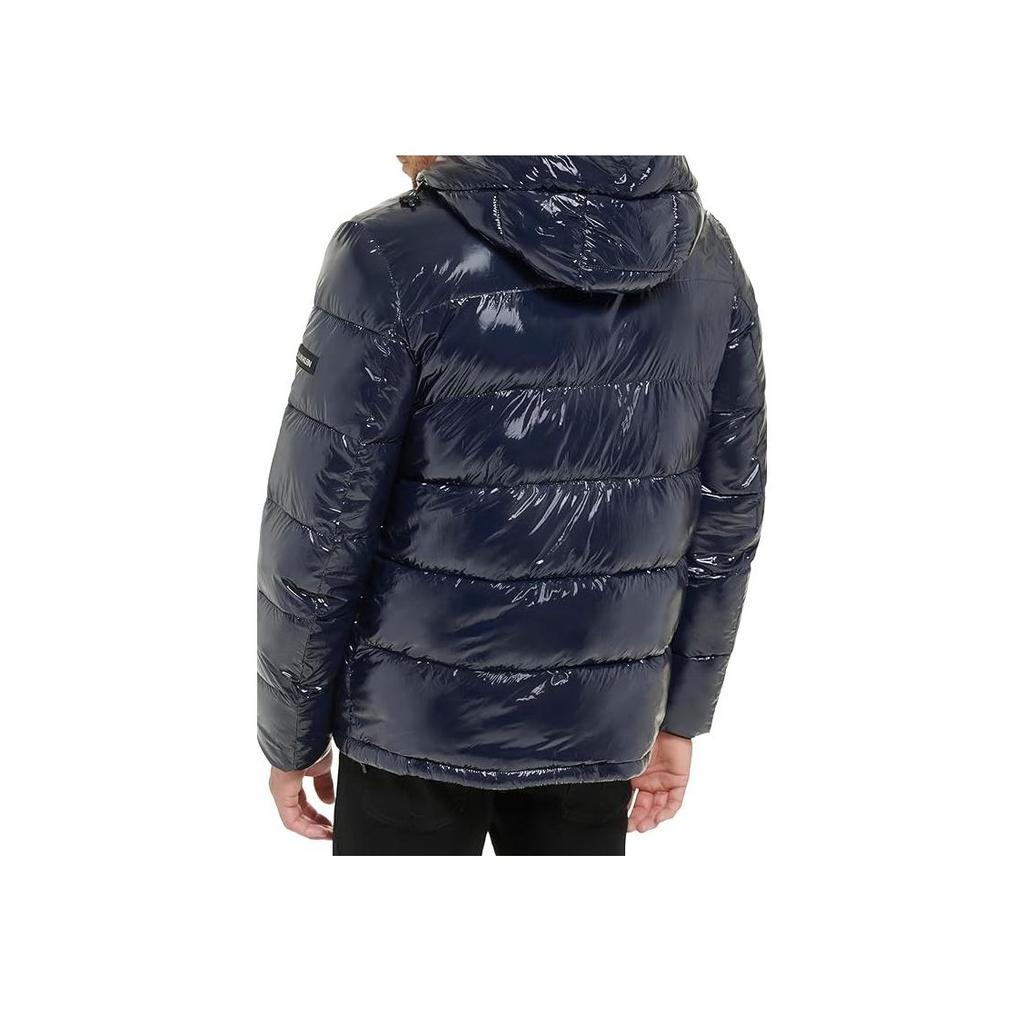 Calvin Klein Solid Color Hooded Puffer Jacket Men Jackets Navy-Blue CM052418-TRUE-NAVY