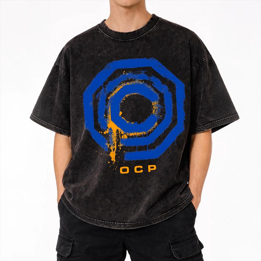 Harajuku Washed Shirt Ocp From Robocops Merch Cool T Shirt Oversize Streetwear Short Sleeve Summer Tee Shirt