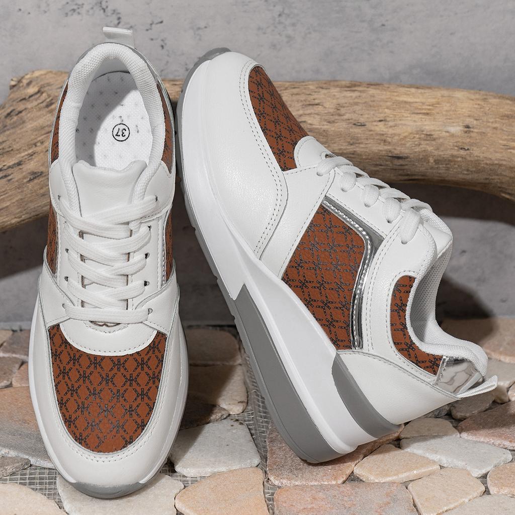 Women's Trendy Platform Sneakers Casual Lace Up Outdoor Shoes Comfortable Low Top Sport Shoes Plus Size Shoes 36-43