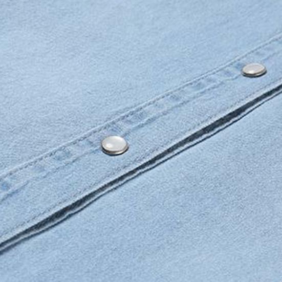 Женская рубашка-пальто с лацканами и длинными рукавами, свободная джинсовая рубашка средней длины, базовая верхняя одежда в повседневном стиле с карманами