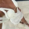 New Sexy Hollow Solid Color Knitted Beach Skirt Bikini Swimsuit Squid Dress for Women