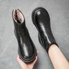 Fashion Shoes for Women Black Leather Round Toe Elegant with Low Heels Combat Punk Style Chic Fashion 2024 Womens Snow Boots Boot Work