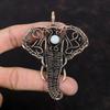 Подвеска Rainbow Moonstone, обернутая медной проволокой, подвеска в виде слона, медная подвеска ручной работы, подвеска из драгоценного камня, подарочная подвеска на помолвку, проволочная подвеска