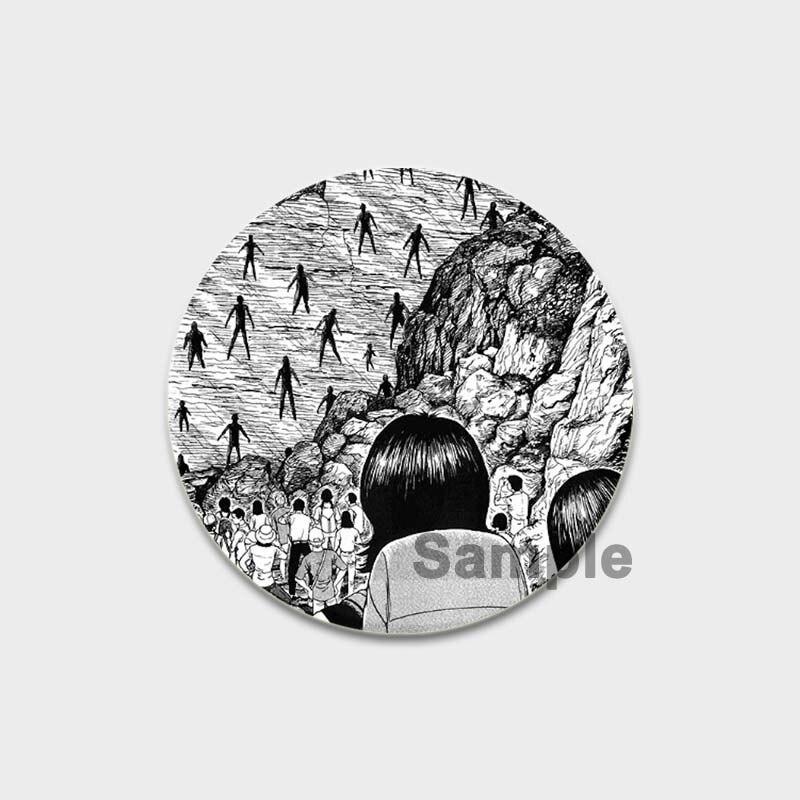 58 мм новая брошь с героями мультфильмов Дзюндзи Ито, аниме ужасов, эмалированная булавка из сплава, фильмы ужасов, аксессуары для творчества, детский подарок, 58 мм, значок с мультяшным рисунком