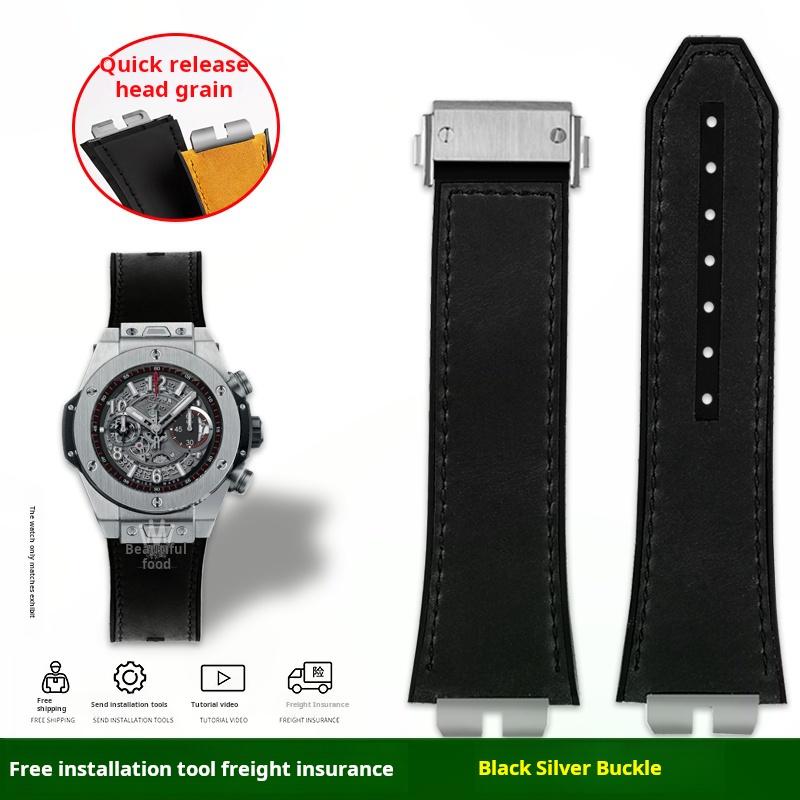 27x18 мм Ремешок с быстрой застежкой для HUBLOT Hublot Серии BIG BANG 411 421 Мужской из нержавеющей стали Металлический шарнир Кожаный Резиновый Ремешок для часов