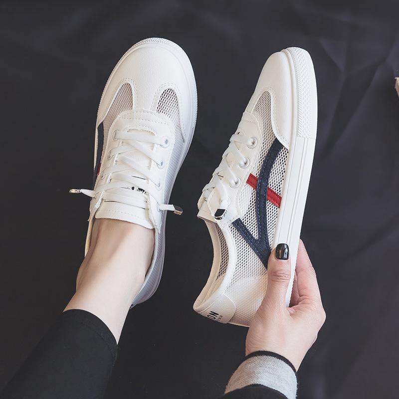 Summer New Ins Breathable White Shoes Women's Fashionable Student Mesh Versatile Casual Board Shoes Flat Shoes