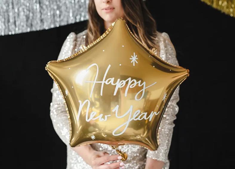 Balon Foliowy Gwiazdka Happy New Year 47X50 Cm