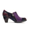 Johnature Retro Printed High Heels Genuine Leather Pumps Ethnic Style Flower Side Zipper Women's Shoes