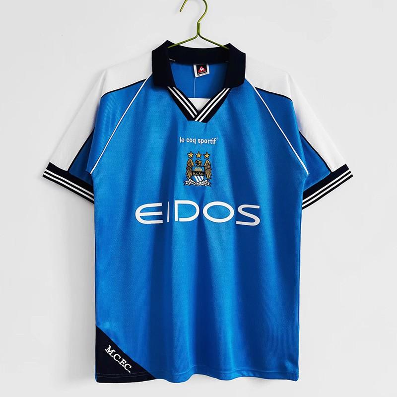 Manchester City Retro Football Jersey 2007-08 Home Kit Sun Jihai 17 Aguero 16 Adult Unisex Short Sleeve Soccer Shirt