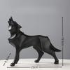 Geometric Art Growl Wolf Statue Resin Animal Figurine Crafts Home Living Room Desktop Office Bookshelf Decor Sculpture Ornaments
