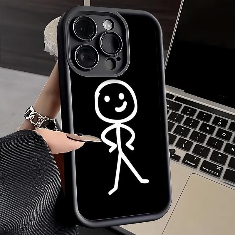 Чехол для телефона iPhone 17 Air 16E 15 16 Pro Max Смешной Стикермен Человек-спичка Чехол 14 Plus 13 12 Mini Мягкий Силиконовый Fundas