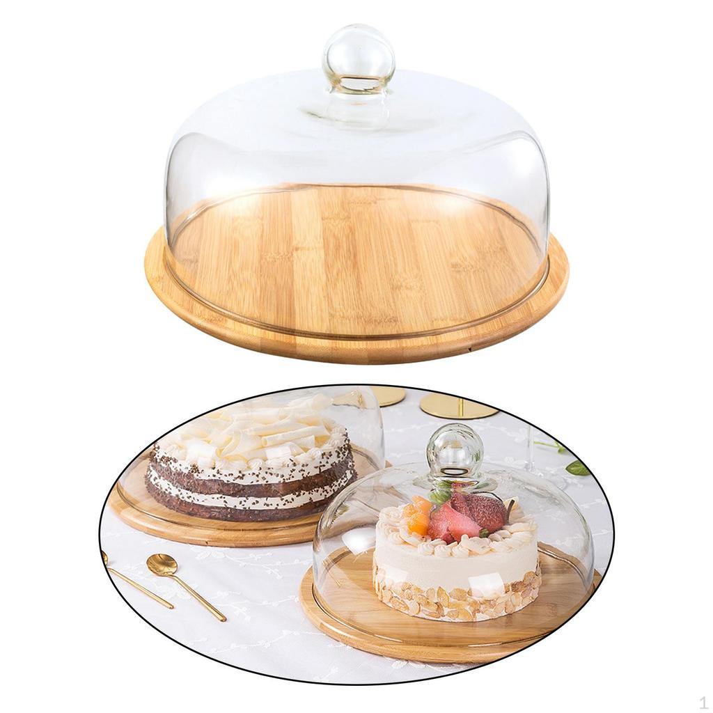 Cover Serving Tray Cheese Board Storage Cake Stand Bread Fruit W/ Dome Tableware