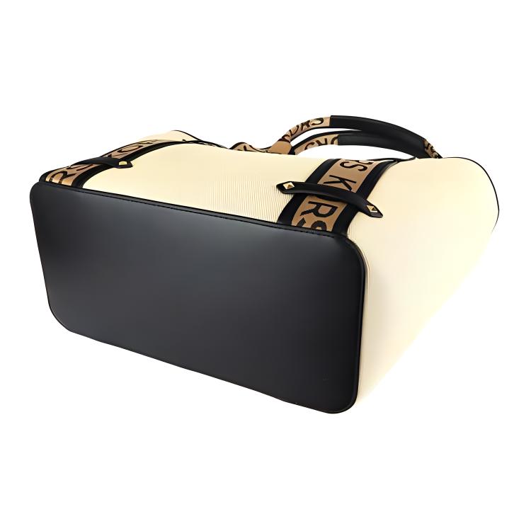 New MICHAEL KORS Polyester With Cotton Tote Bag Shopping Bag Shoulder Bags Handbags Regular Women's Beige & Black 30T2G5VT3C-006