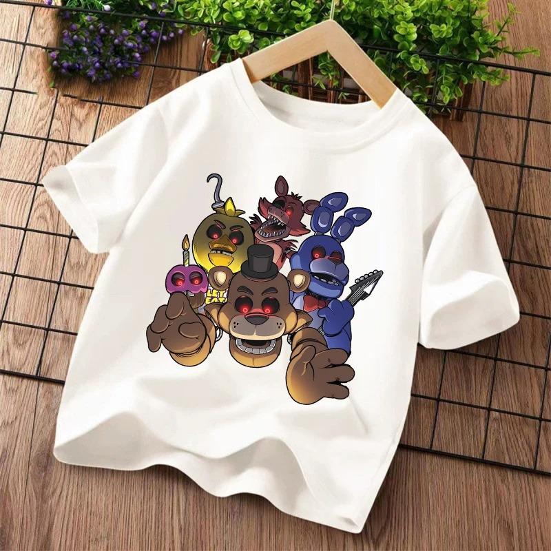 Новые детские футболки Five Nights At Freddys FNAF с мультяшным принтом Детские повседневные спортивные топы с короткими рукавами Детская одежда
