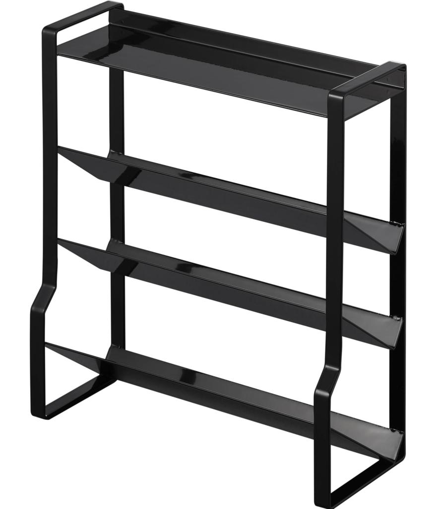 Тонкая полка для специй Yamazaki Jitsugyo, 4 яруса, черная, W24 xx, стойка для приправ, плавная установка и извлечение, 8145, прибл.. Д9.5 В26.7см