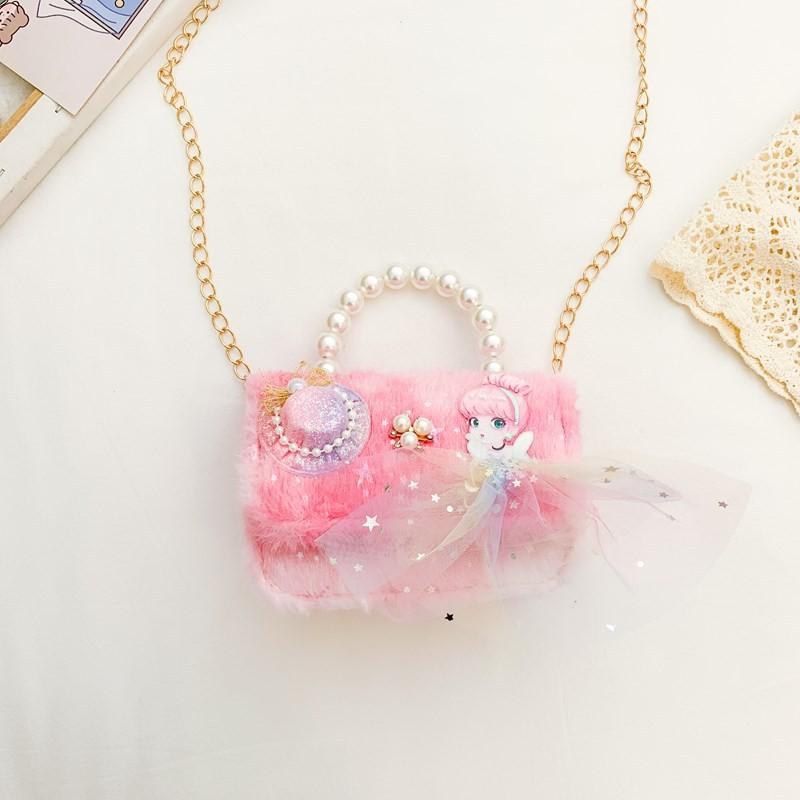 Plush Chic Pearl Handbag For Kids Trendy Mini Shoulder Bag In Vibrant Colors