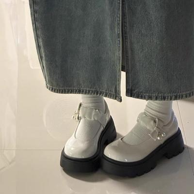 Новые туфли 2025jk с круглым носком, маленькие кожаные туфли Мэри Джейн, французская высокая платформа, толстый каблук, женские туфли под юбку, одинарные туфли, осень