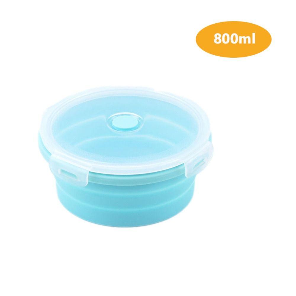 Round Folding Lunch Box With Lid Food Container Box Portable Microwave Folding Bowl Kitchen