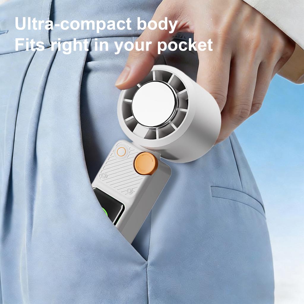 Ice Cooling Portable Neck Fan,5-Speed Turbo Wind Electric Handheld Cooler Fan 3000mAh 9H Battery Travel Outdoor Cooling Turbo